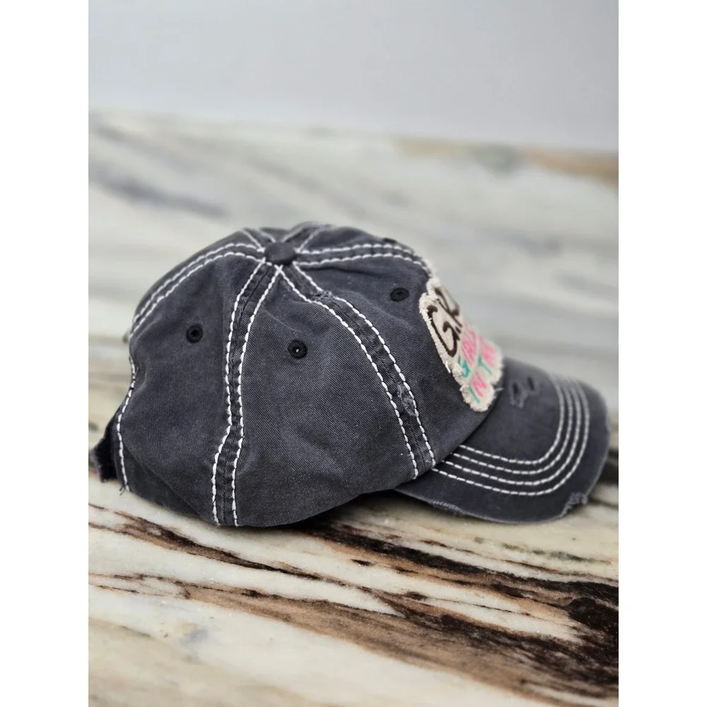 KBETHOS Vintage‎ GRITS Girls Raised In The South Distressed Baseball Cap Gray